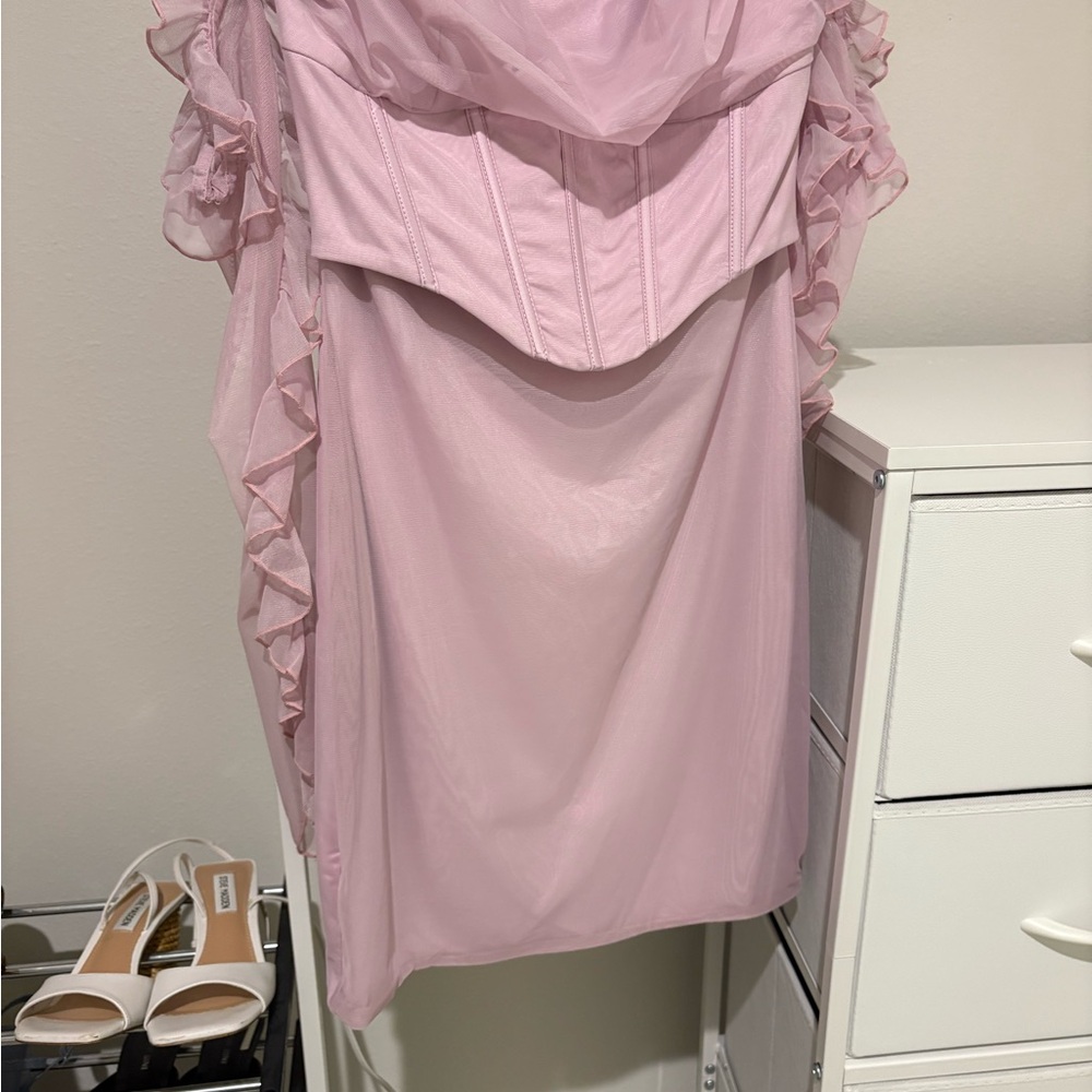 Oh Polly Blush Ruffle Dress